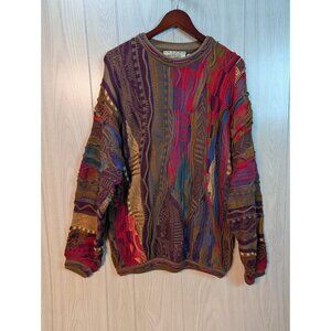 Vintage Tundra for Bachrach Multi Colored Textured Coogi Hip Hop Sweater Mens L